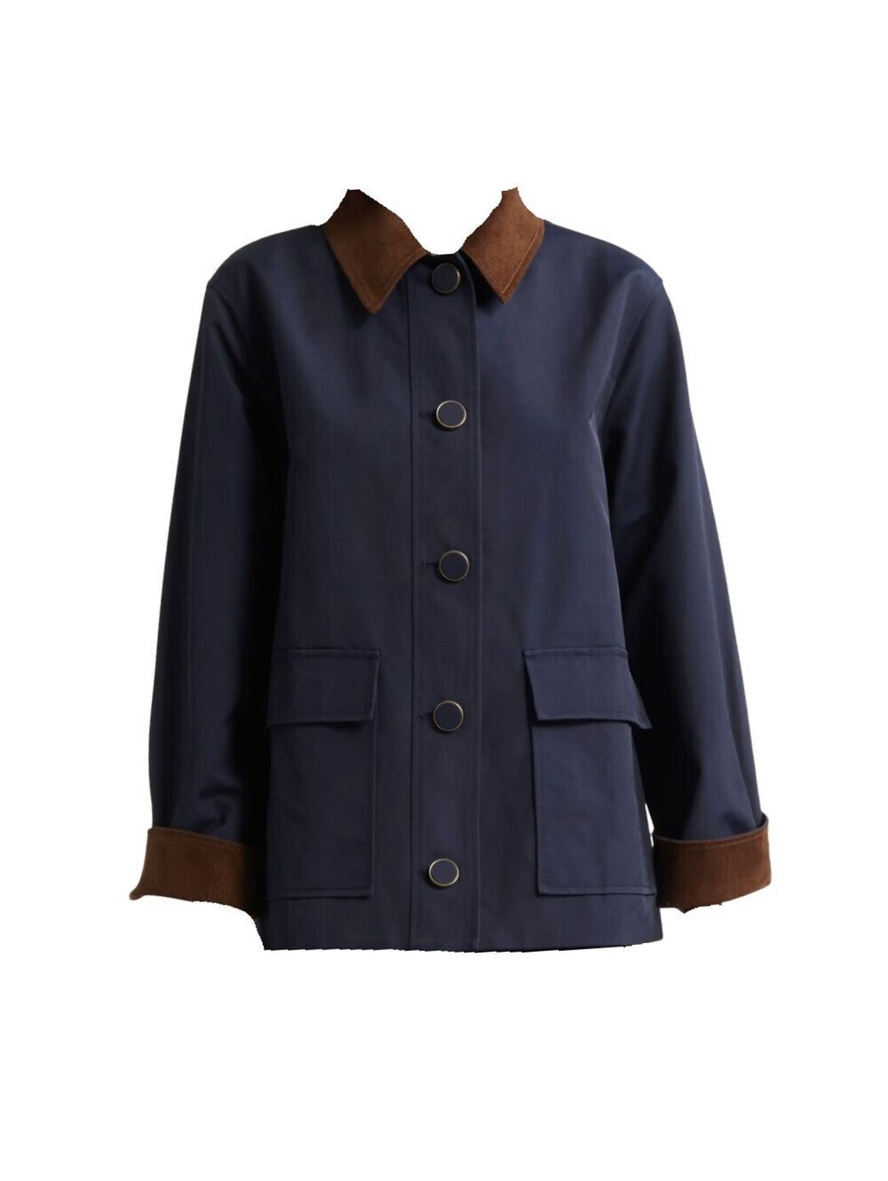 NEW, Veronica Beard Arlen Corduroy Trim Dickey Jacket in Navy Sz L #SJ2656